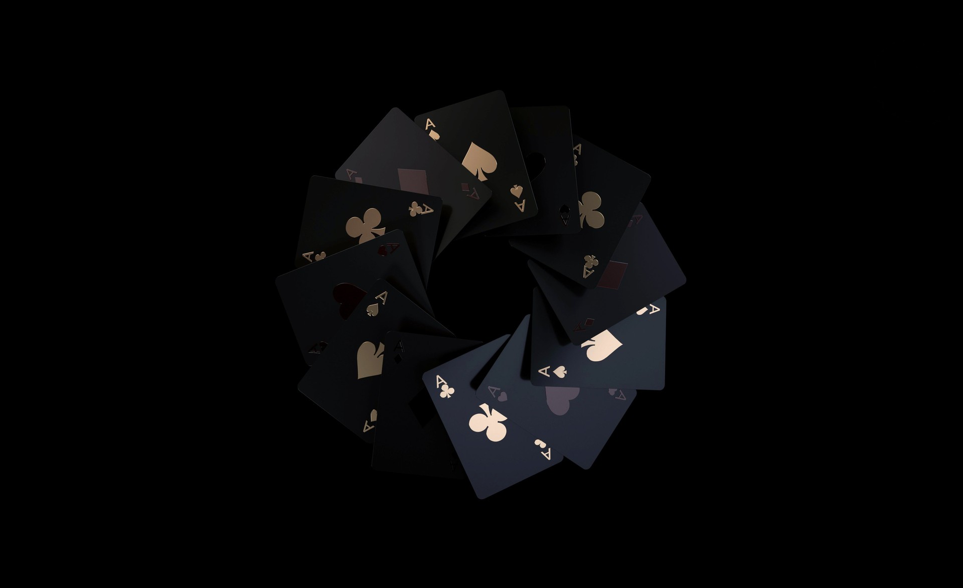 Black And Golden Playing Cards On Black - 3D Illustration